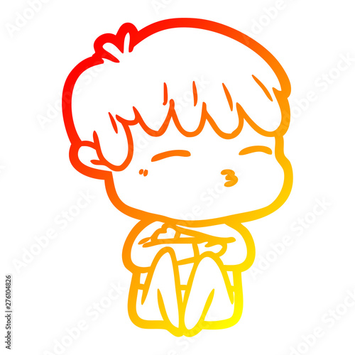 warm gradient line drawing cartoon curious boy