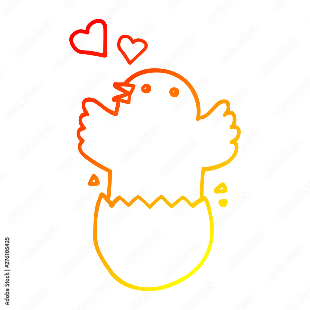 warm gradient line drawing cute hatching chick cartoon warm gradient line drawing cute hatching chick cartoon