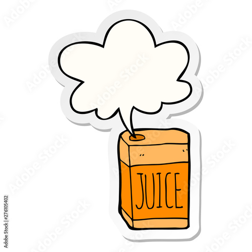 cartoon juice box and speech bubble sticker