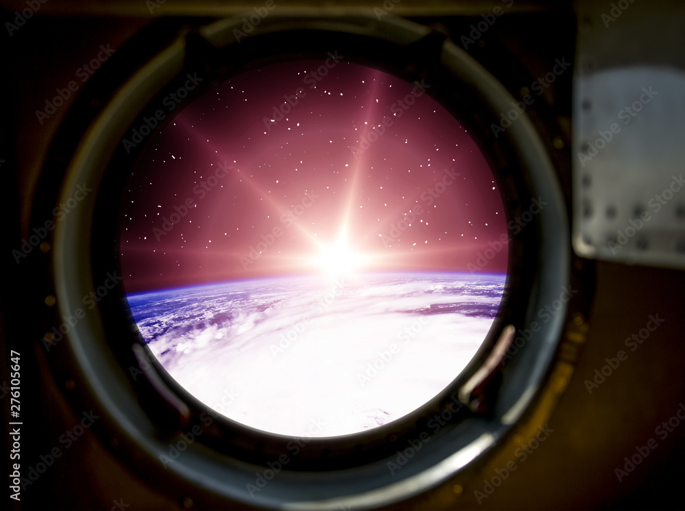Beautiful sunrise from space. View from spacecraft. Elements of this image furnished by NASA. Beautiful sunrise from space. View from spacecraft. Elements of this image furnished by NASA.