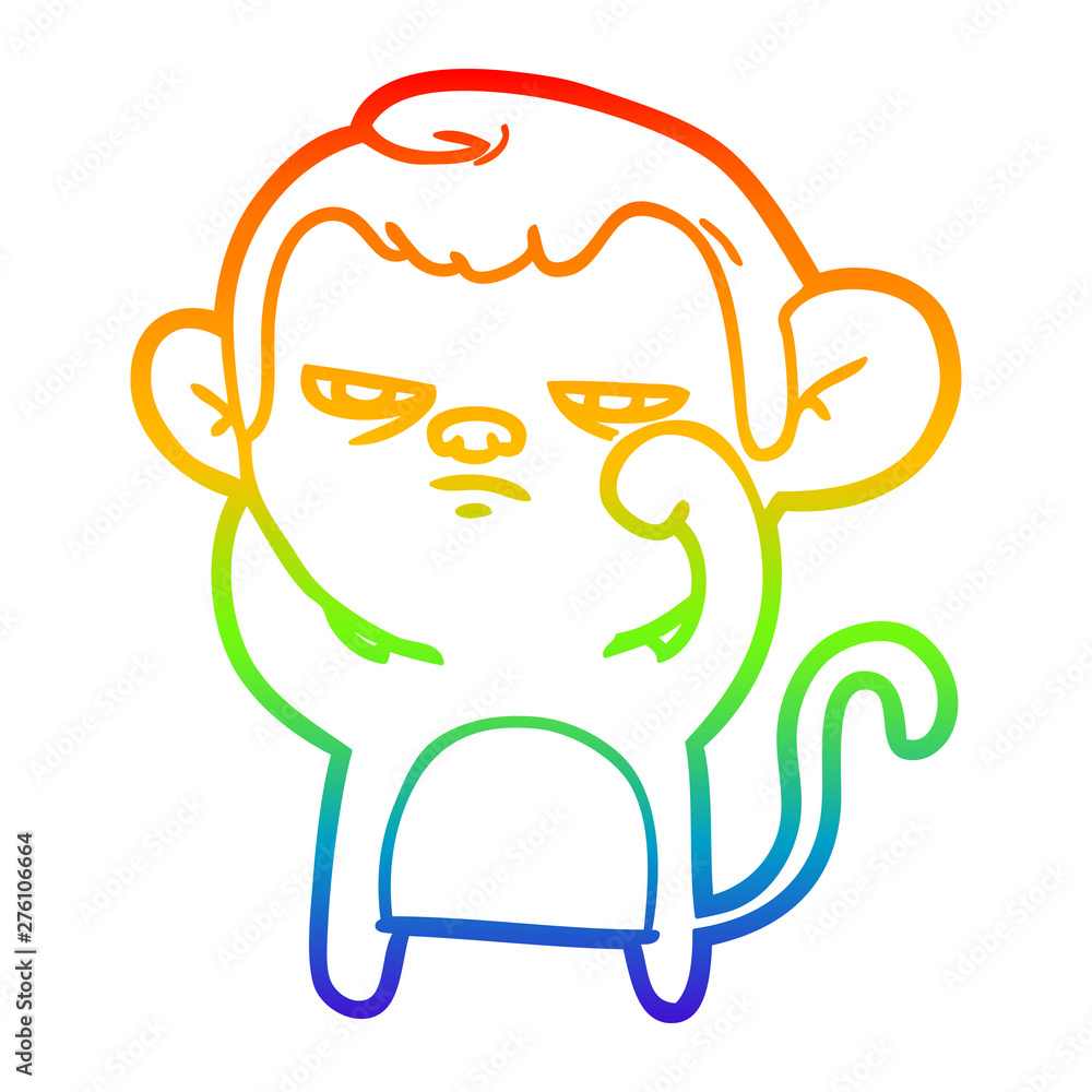 rainbow gradient line drawing cartoon annoyed monkey rainbow gradient line drawing cartoon annoyed monkey