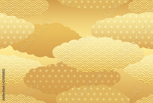 シームレスな和柄背景の年賀状テンプレート