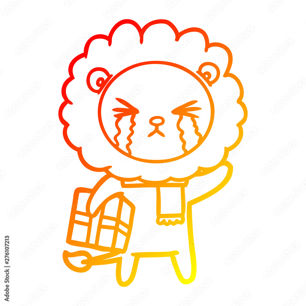 warm gradient line drawing cartoon crying lion warm gradient line drawing cartoon crying lion