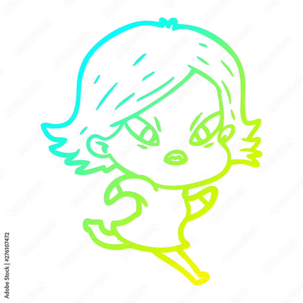 cold gradient line drawing cartoon stressed woman cold gradient line drawing cartoon stressed woman