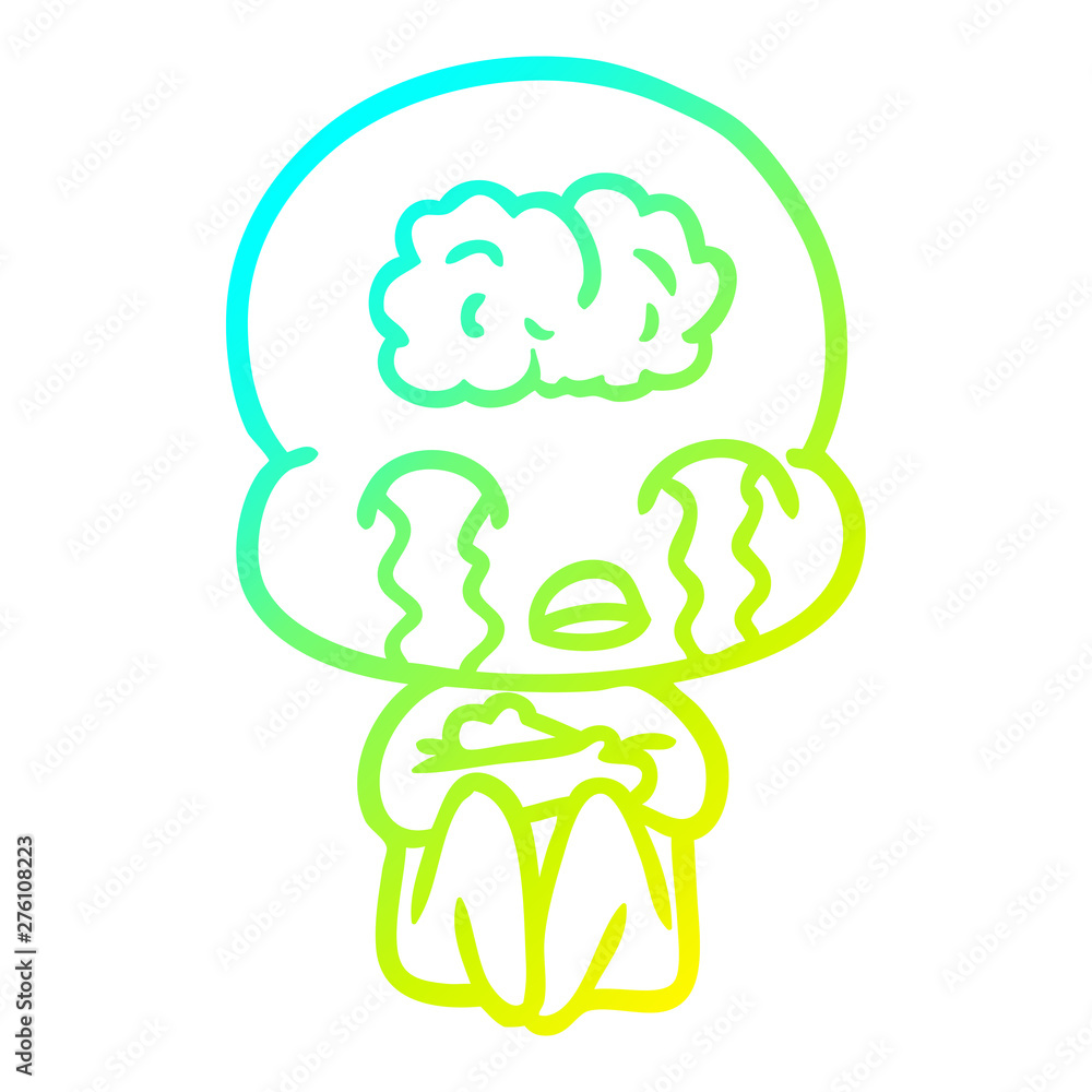 cold gradient line drawing cartoon big brain alien crying cold gradient line drawing cartoon big brain alien crying