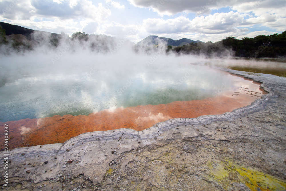 Geothermal area Wai-O-Tapu in New-Zealand hot water pool
