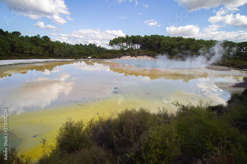 Geothermal area gives a palette with colors on shiny and hot water