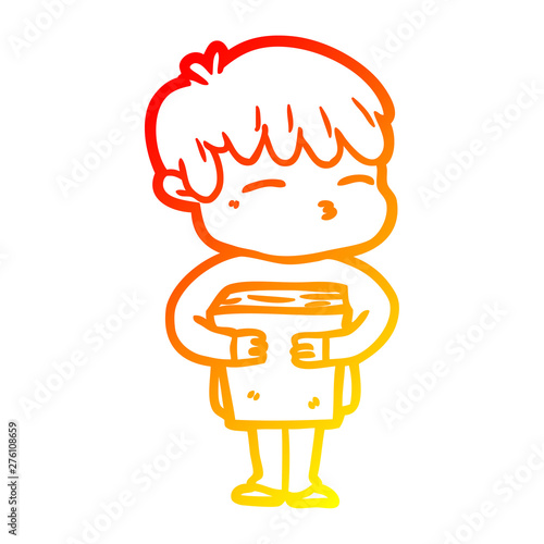 warm gradient line drawing cartoon curious boy