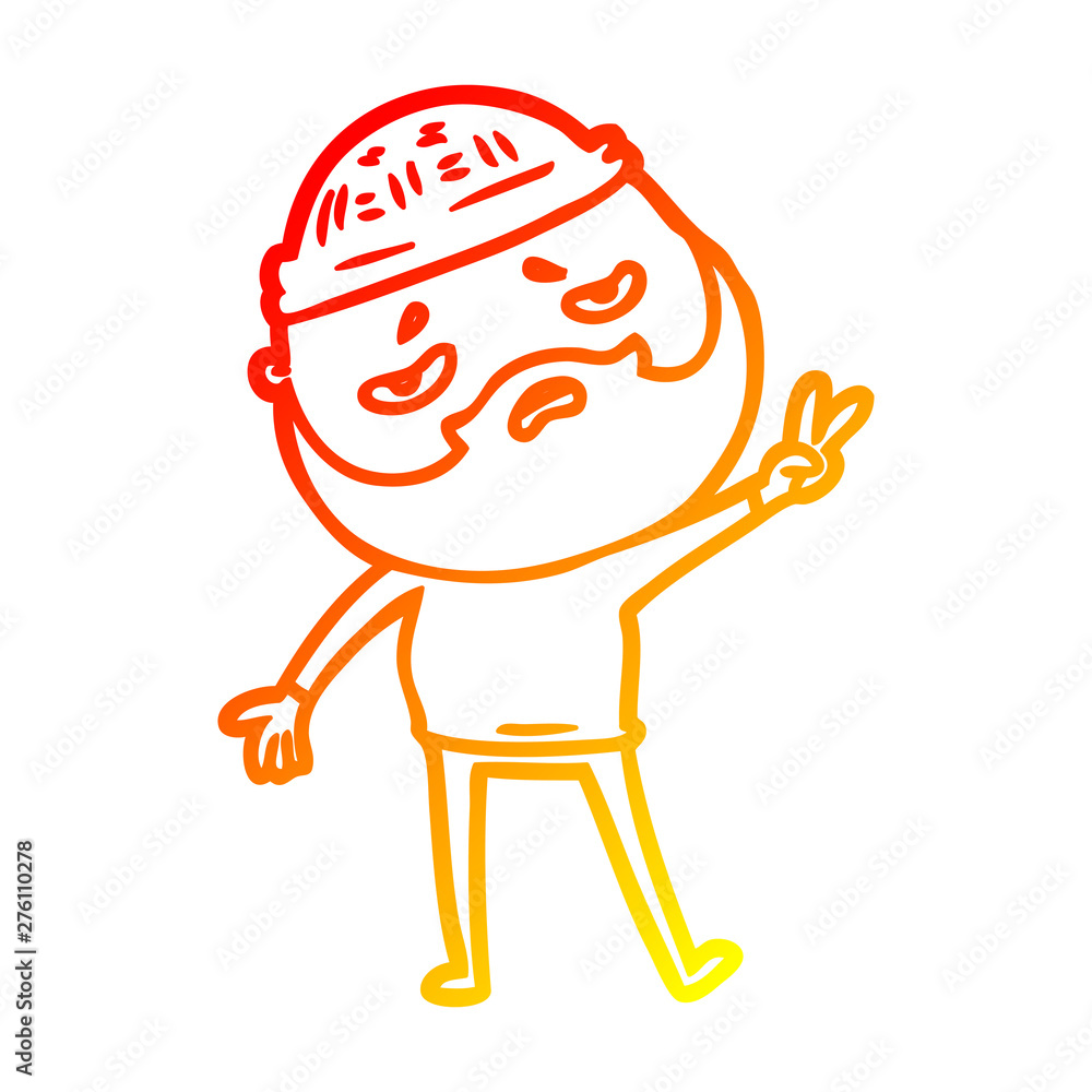 warm gradient line drawing cartoon worried man with beard warm gradient line drawing cartoon worried man with beard