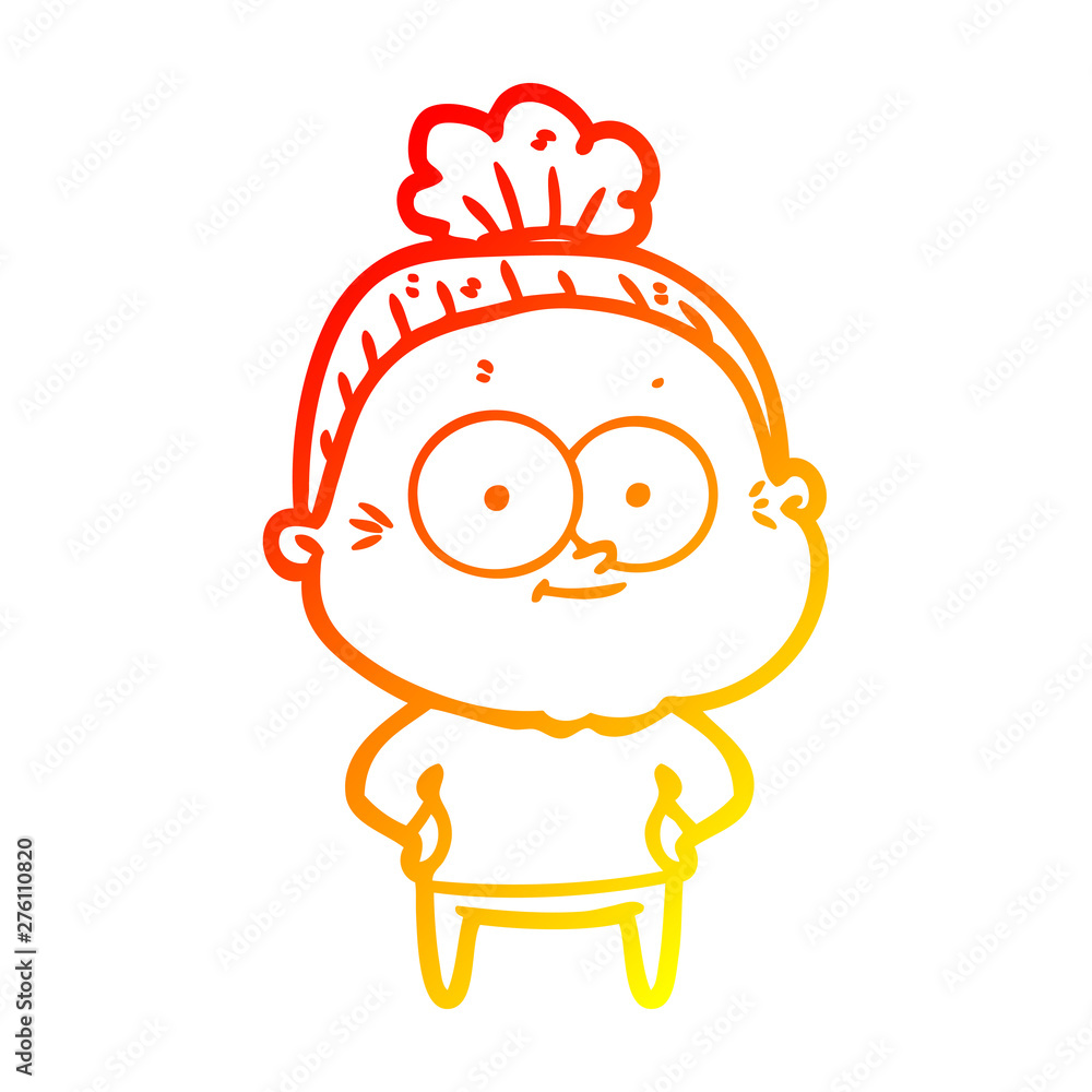 warm gradient line drawing cartoon happy old woman warm gradient line drawing cartoon happy old woman