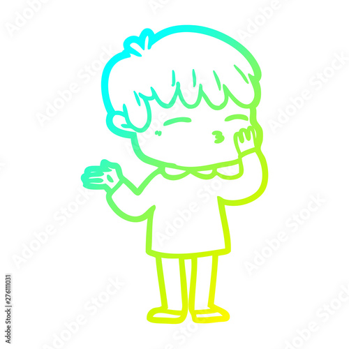 cold gradient line drawing cartoon curious boy