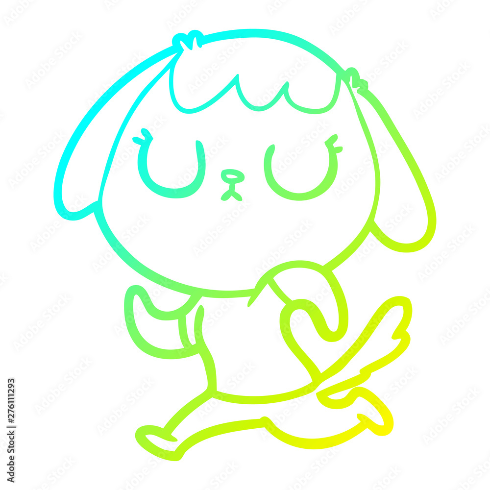 Obraz premium cold gradient line drawing cute cartoon dog