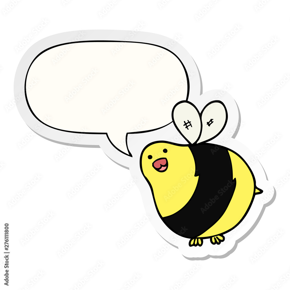 cartoon bee and speech bubble sticker cartoon bee and speech bubble sticker