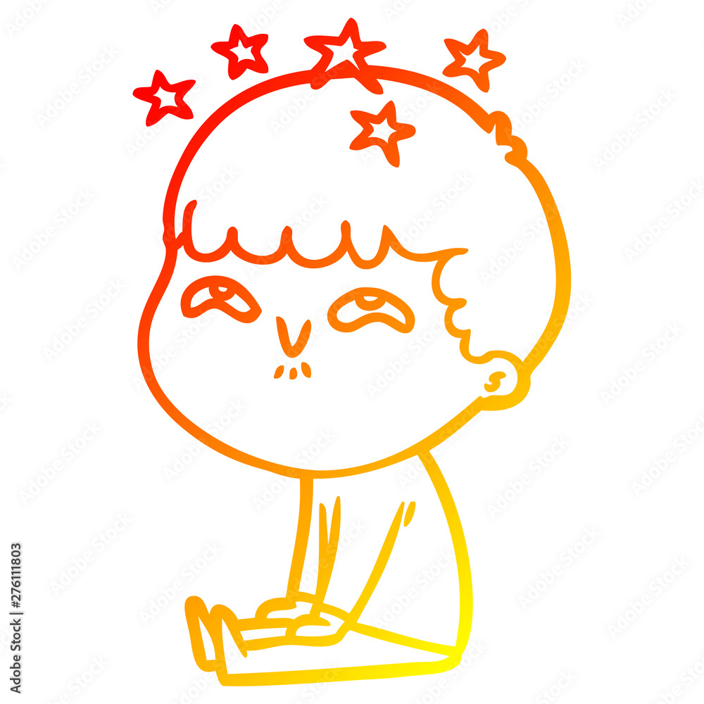 warm gradient line drawing cartoon amazed boy warm gradient line drawing cartoon amazed boy