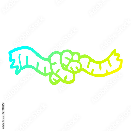 cold gradient line drawing cartoon tied rope