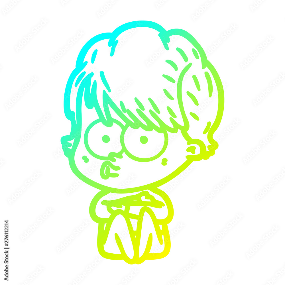cold gradient line drawing cartoon woman cold gradient line drawing cartoon woman