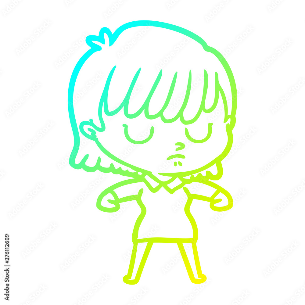 cold gradient line drawing cartoon woman cold gradient line drawing cartoon woman