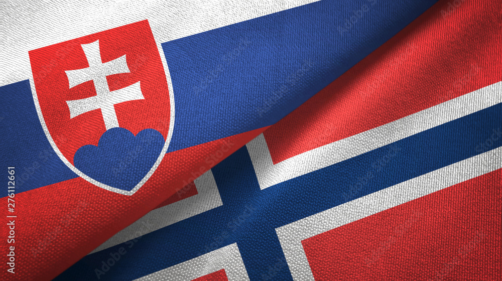 Slovakia and Norway two flags textile cloth, fabric texture Slovakia and Norway two flags textile cloth, fabric texture