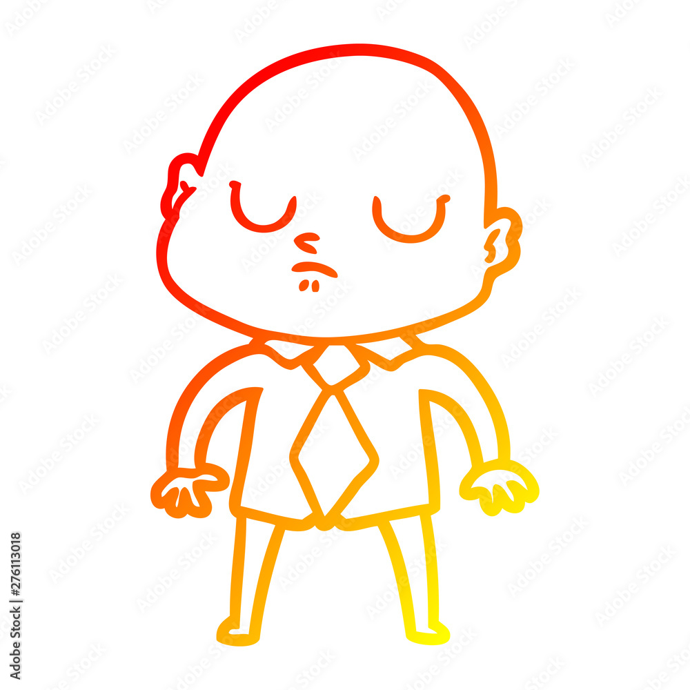 warm gradient line drawing cartoon bald man warm gradient line drawing cartoon bald man