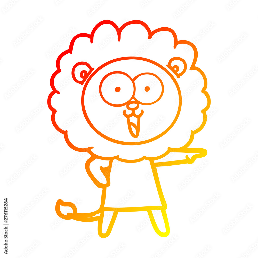 warm gradient line drawing happy cartoon lion warm gradient line drawing happy cartoon lion