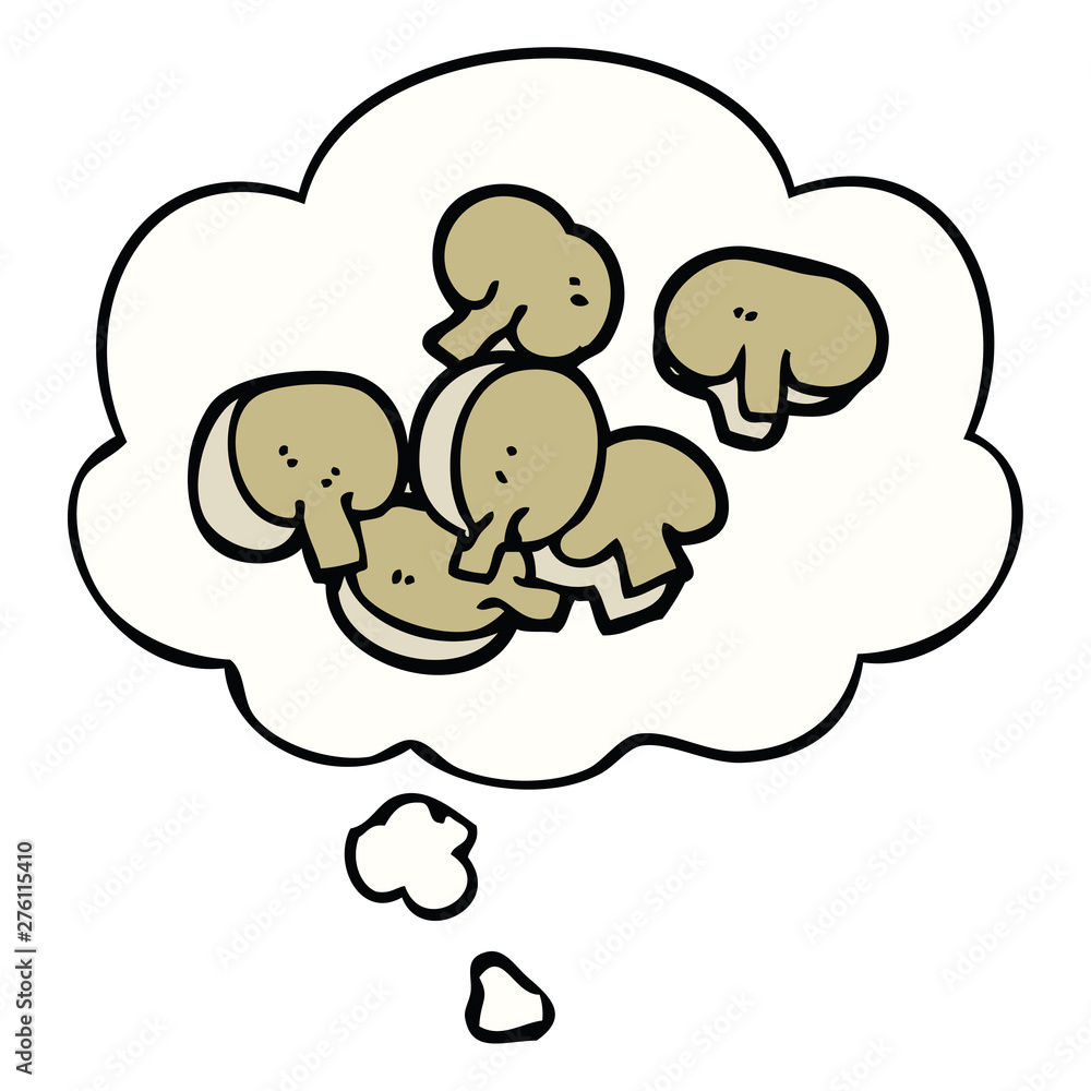 cartoon chopped mushrooms and thought bubble cartoon chopped mushrooms and thought bubble