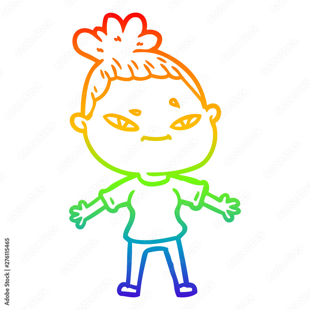 rainbow gradient line drawing cartoon woman rainbow gradient line drawing cartoon woman