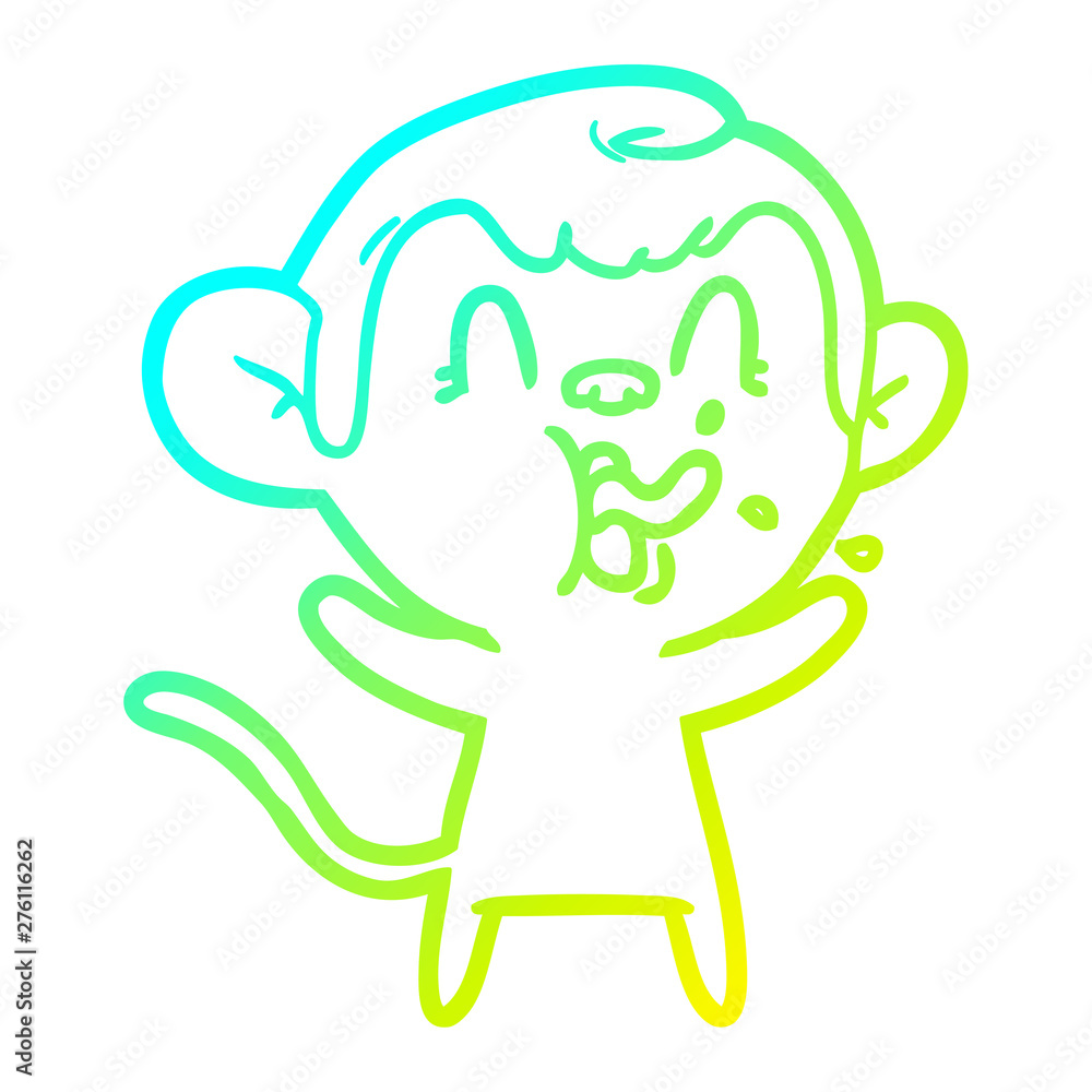 cold gradient line drawing crazy cartoon monkey cold gradient line drawing crazy cartoon monkey