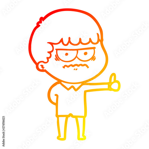 warm gradient line drawing cartoon annoyed man