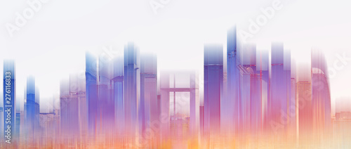 Colorful building city skyline  on white background. Abstract city background