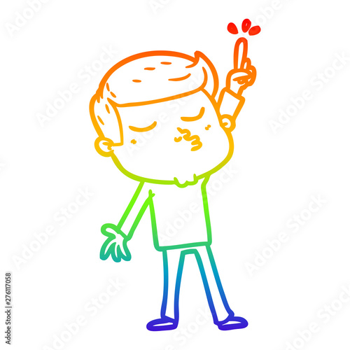 rainbow gradient line drawing cartoon model guy pouting