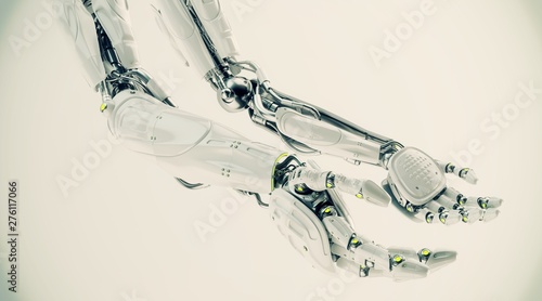 Pair of futuristic robotic arms, 3d rendering