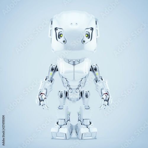 Futuristic white bbot robot toy  3d rendering