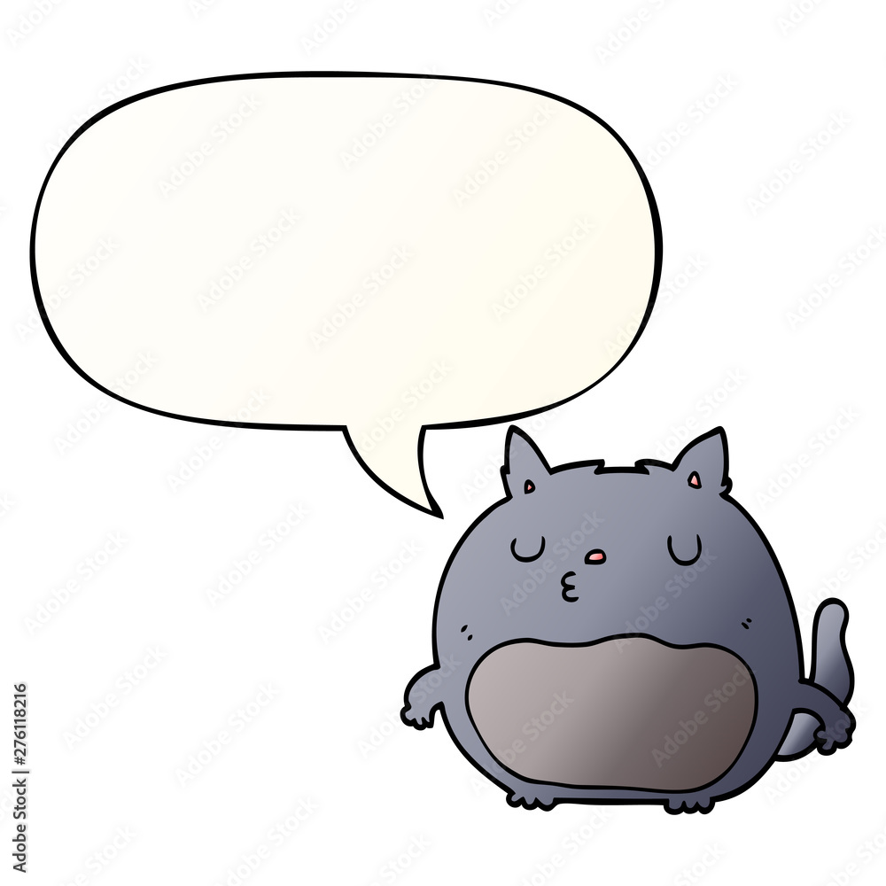 cartoon cat and speech bubble in smooth gradient style cartoon cat and speech bubble in smooth gradient style