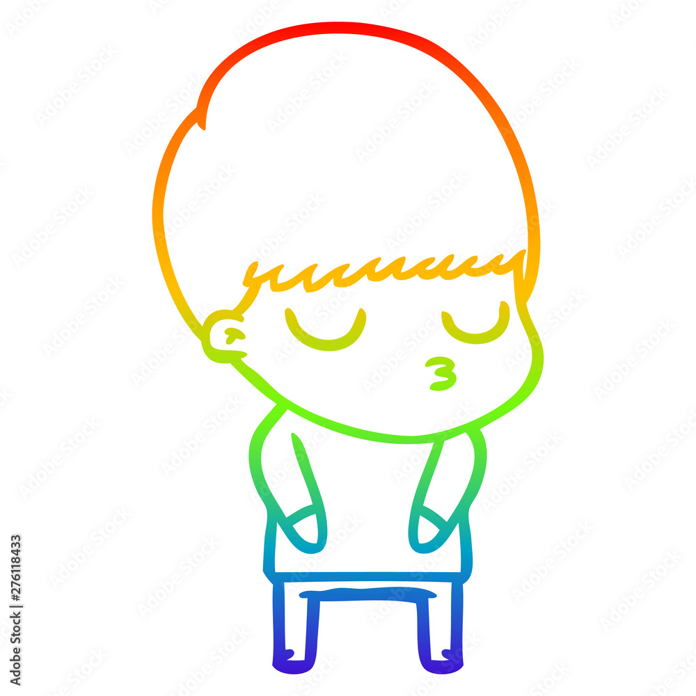rainbow gradient line drawing cartoon calm boy