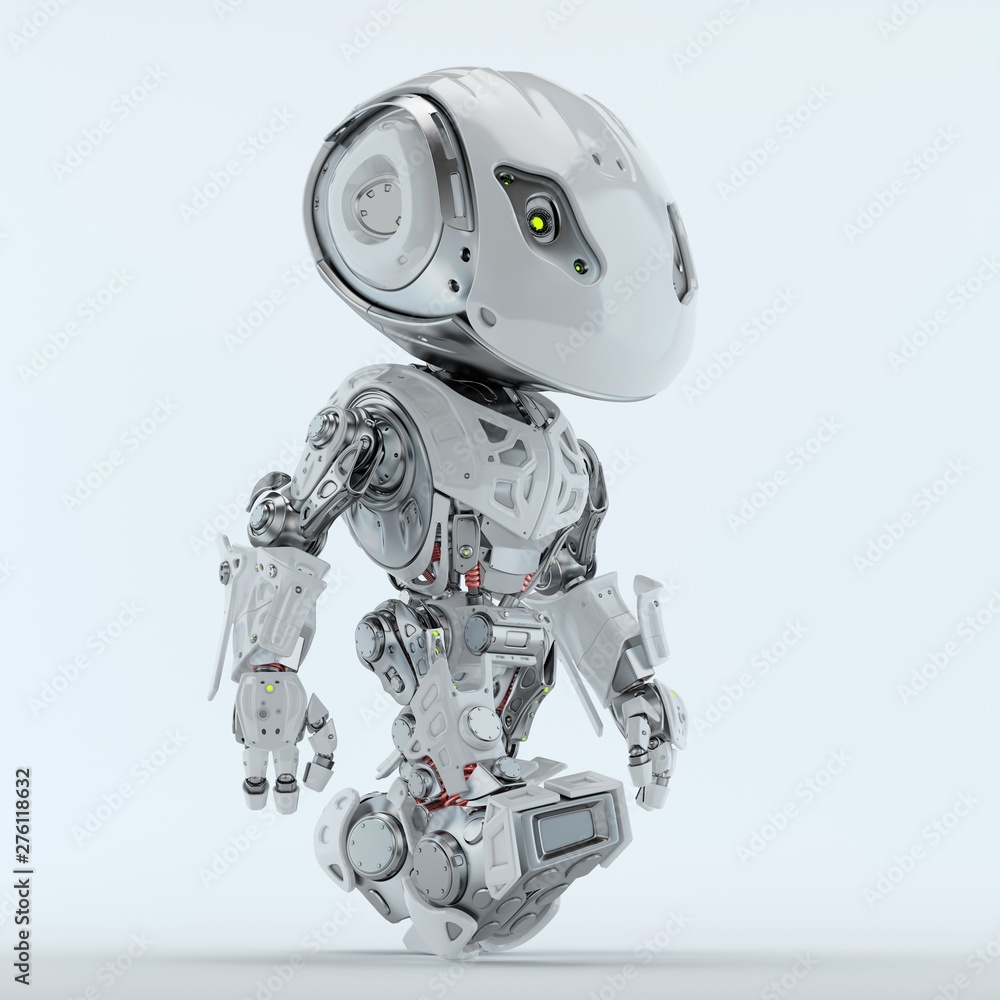Walking bbot cute robot 3d rendering Walking bbot cute robot 3d rendering
