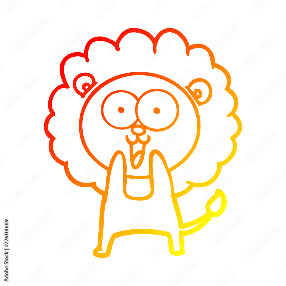 warm gradient line drawing happy cartoon lion warm gradient line drawing happy cartoon lion