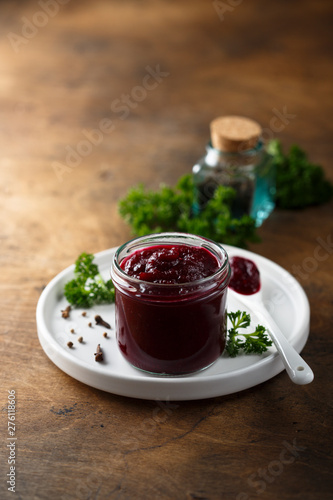 Homemade beetroot sauce with spices