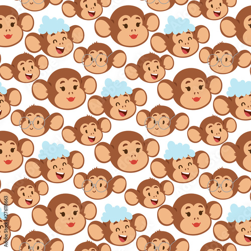 Wallpaper Mural Monkeys rare animal vector cartoon macaque like people nature primate character wild zoo ape chimpanzee seamless pattern bakground illustration. Torontodigital.ca