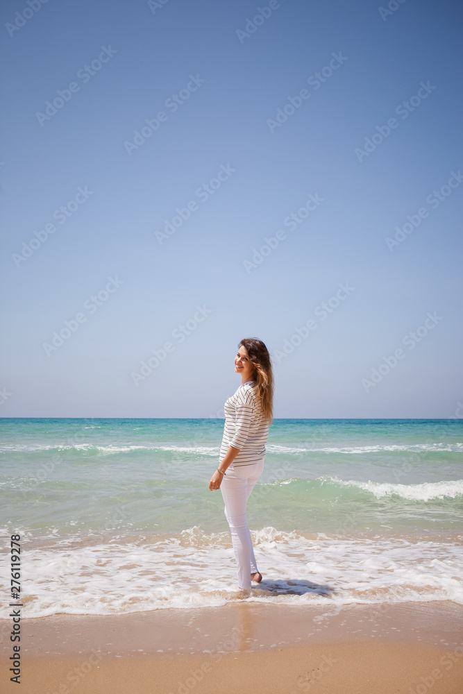 european girl having fun on the sea beach european girl having fun on the sea beach