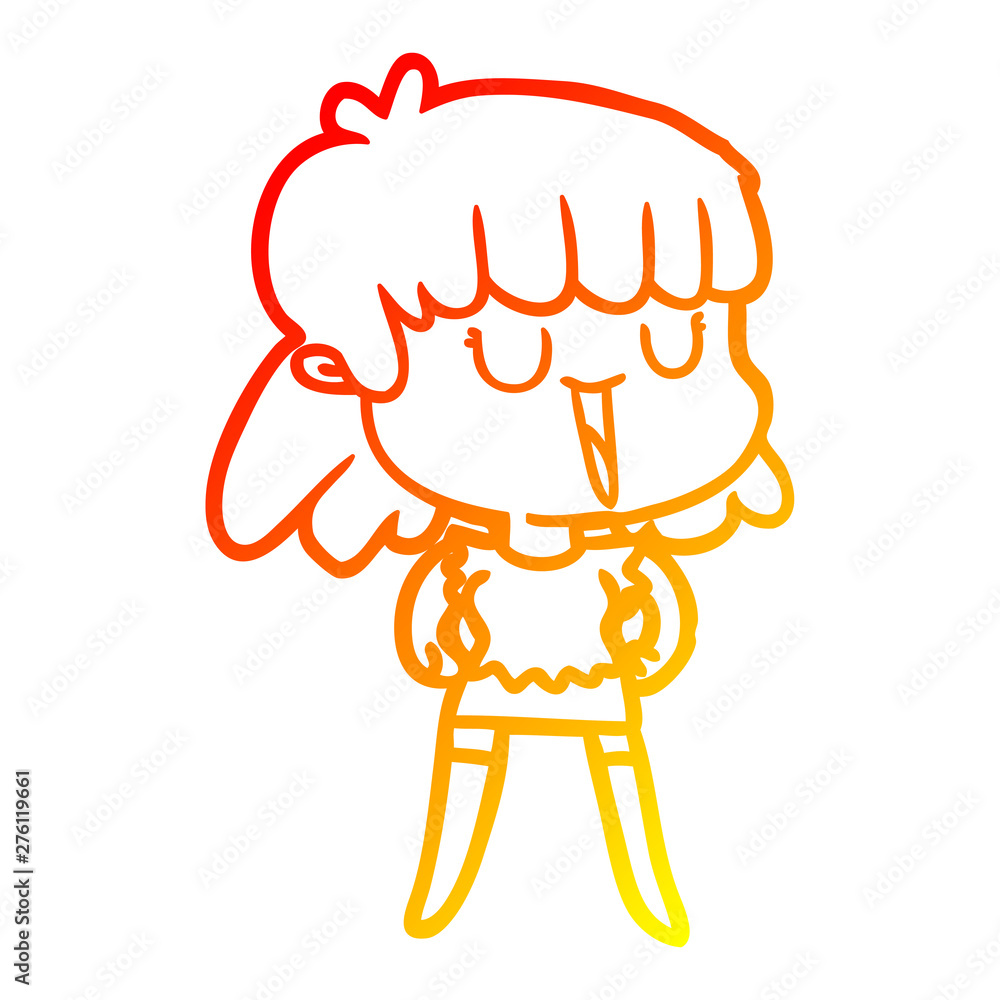 warm gradient line drawing cartoon woman warm gradient line drawing cartoon woman