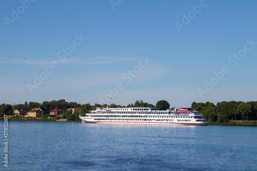 ship on the Volga river near the Spit of Yaroslavl