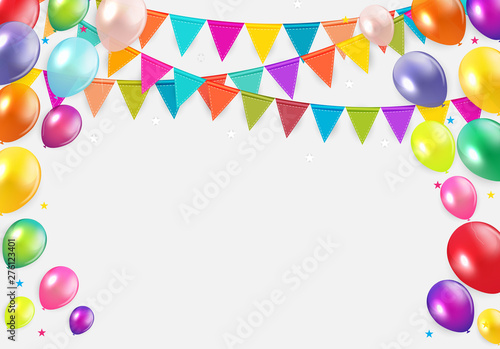 Glossy Happy Birthday Balloons Background Vector Illustration