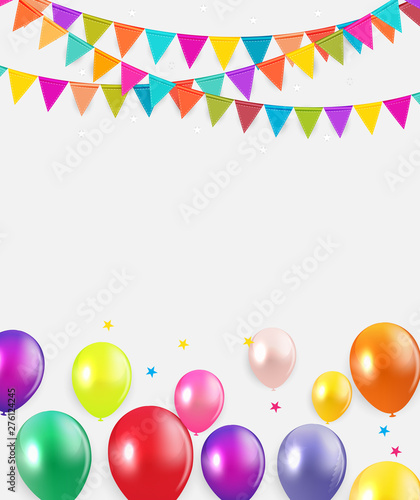Glossy Happy Birthday Balloons Background Vector Illustration
