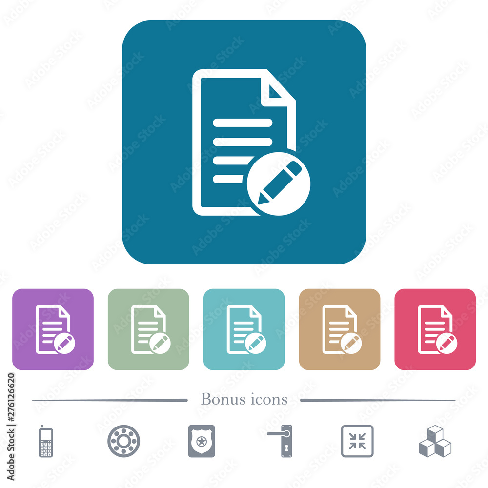 Rename document flat icons on color rounded square backgrounds Rename document flat icons on color rounded square backgrounds