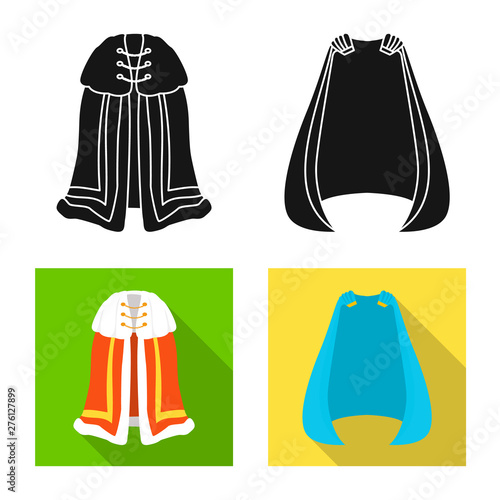 Vector illustration of material and clothing symbol. Set of material and garment stock symbol for web.