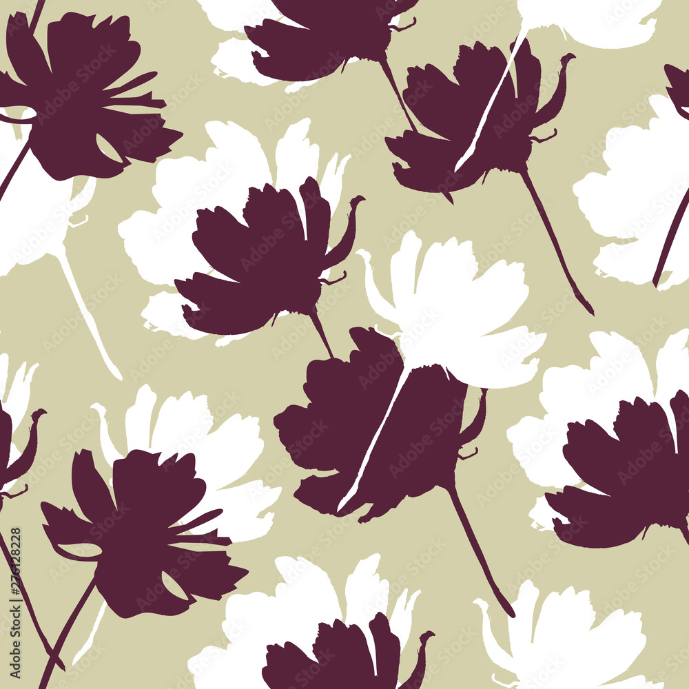 Flowers seamless pattern. Cute simple botanical design Flowers seamless pattern. Cute simple botanical design
