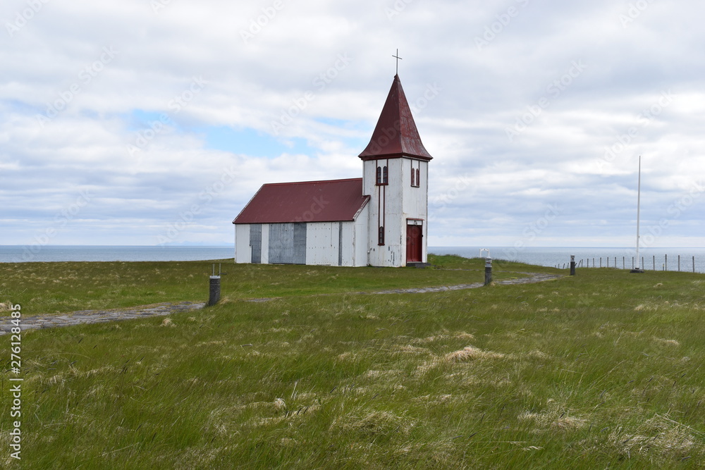 A rural church in Snaefellsjökull National Park at Snaefellsnes Peninsula in Iceland