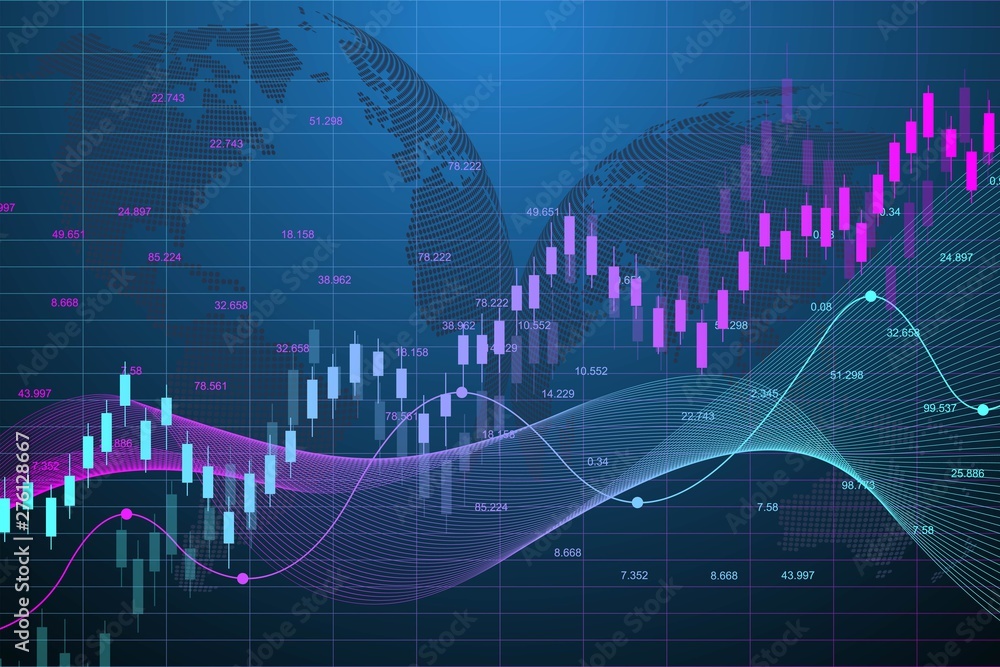 Stock market graph or forex trading chart for business and financial concepts. Abstract finance background investment or Economic trends business idea. Stock market data. Vector illustration Stock market graph or forex trading chart for business and financial concepts. Abstract finance background investment or Economic trends business idea. Stock market data. Vector illustration
