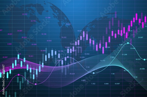Stock market graph or forex trading chart for business and financial concepts. Abstract finance background investment or Economic trends business idea. Stock market data. Vector illustration