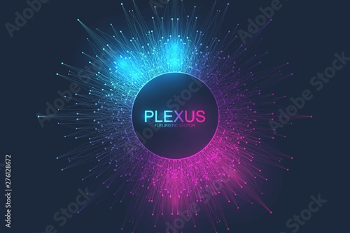 Abstract plexus background with connected lines and dots. Molecule and communication background. Graphic background for your design. Lines plexus big data visualization. Vector illustration